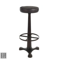 Barhocker Rund mit Ledersitz schwarz