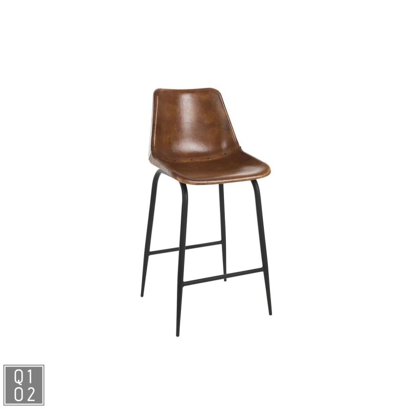 Barhocker mit Leder, Cognac