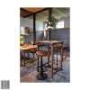 Bowie Barhocker mit gestepptem Ledersitz