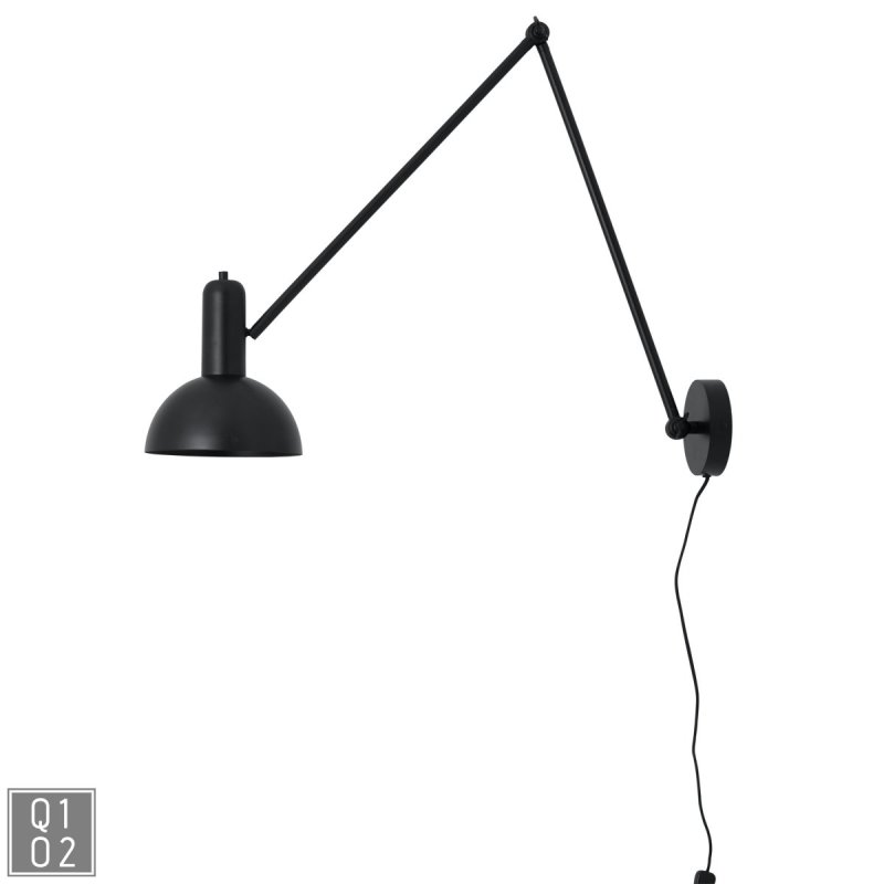 Wandlampe schwarz metall, langarm