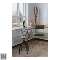 Diner-Stuhl mit grünem Ledersitz