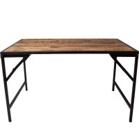 Antiker Tisch mit Holzplatte dunkelblau