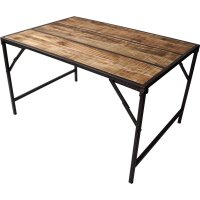 Tisch mit Holzplatte und Eisengestell