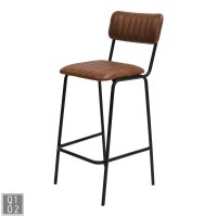 Diner Barhocker mit gestepptem braunem Leder