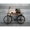 Rustikale Fahrradkonsole mit Holztischplatte