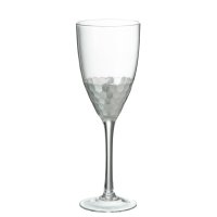 Weinglas ROT Glas Transparent mit silber (8x8x24cm)
