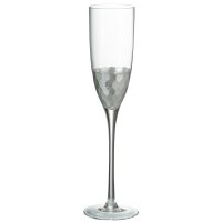Champagner Glas Transparent mit silber (7x7x26cm)