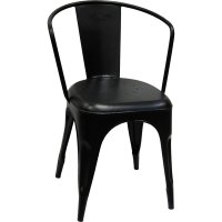 Metall Stuhl mit Armlehne schwarz
