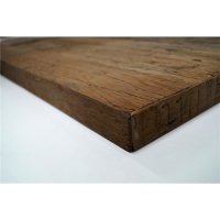 Dunkle Tischplatte aus Recyclingholz 130x70