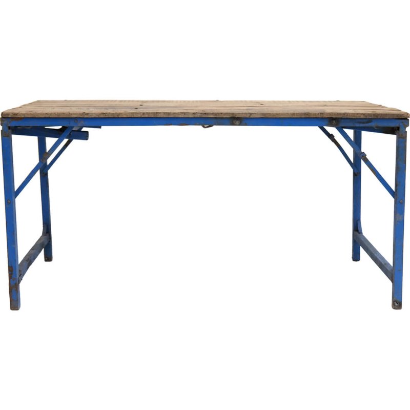 Blauer rustikaler Tisch klappbar